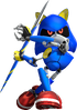 Metal Sonic throwing a javelin.