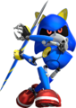 Metal Sonic about to throw a javelin