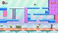 Screenshot of Slippery Summit Plus's bonus level from the Nintendo Switch version of Mario vs. Donkey Kong