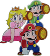 Mario, Luigi, and Princess Peach with barrels