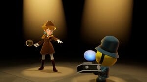 Detective Peach performing a Strike of Intuition on a fake Theet in Princess Peach: Showtime!