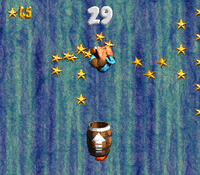 Kiddy Kong in the second Bonus Level of Rocket Barrel Ride