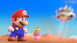 Image of a Triple Move involving Mario, Bowser, and Princess Peach, from Super Mario RPG (Nintendo Switch)