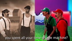 The Wright Brothers vs. The Mario Brothers in Epic Rap Battles of History. For the List of references on the Internet page.