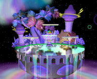 A view of Fountain of Dreams from Super Smash Bros. Melee.
