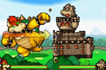 Super Bowser about to deliver a punch to Bowser's Castle.