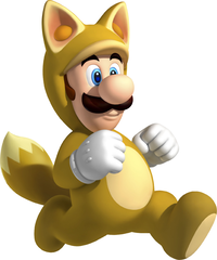 Artwork of Kitsune Luigi in Super Mario 3D Land