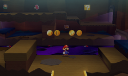 Mario near 4 Coins in Loop Loop River of Paper Mario: Sticker Star.