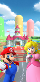 The splash screen of the Beta Test from Mario Kart Tour