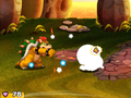 Bowser punching a Chuboomba as a First Strike in Mario & Luigi: Bowser's Inside Story + Bowser Jr.'s Journey