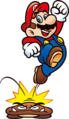 Mario stomping on a Goomba