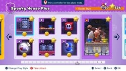 Screenshot of Spooky House Plus's level select screen from the Nintendo Switch version of Mario vs. Donkey Kong