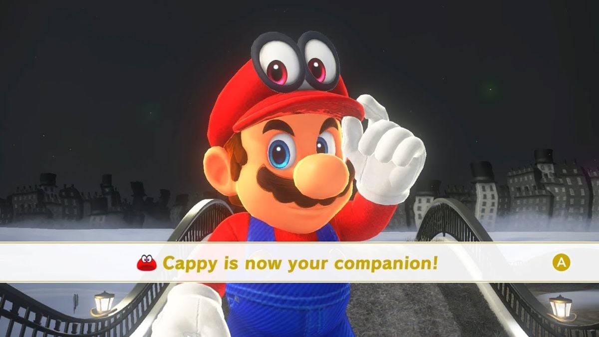 Mario odyssey 2 title screen with mario and cappy