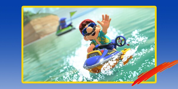 Banner from an opinion poll on summer vacation course choices from Mario Kart World for the Nintendo Switch 2