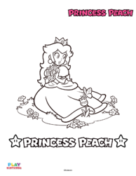 Line art of Princess Peach from a paint-by-number activity