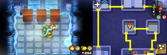 Blocks 44 to 46 in Peach's Castle of Mario & Luigi: Bowser's Inside Story + Bowser Jr.'s Journey.