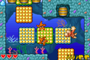 Risky Reef This level takes place in a coral reef, and it is the first level where Lockjaws and Shuri are encountered. Donkey Kong will be affected by the weight of moving underwater as he has to climb his away out of the reef.