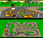 Yoshi racing at Mario Circuit 3.