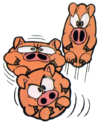 Artwork of the Three Little Pigs, from Super Mario Land 2: 6 Golden Coins.