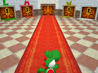 Yoshi in the room with selectable characters.