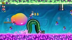 Screenshot of the first part of the Wonder Effect in course The Final Test Wonder Gauntlet, featuring Inchworm Pipe, Blewbirds and time slowdown