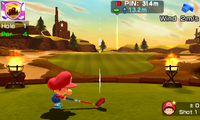 Baby Mario golfing in Mario Sports Superstars