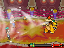 Bowser X's vaccuum attack in Mario & Luigi: Bowser's Inside Story.