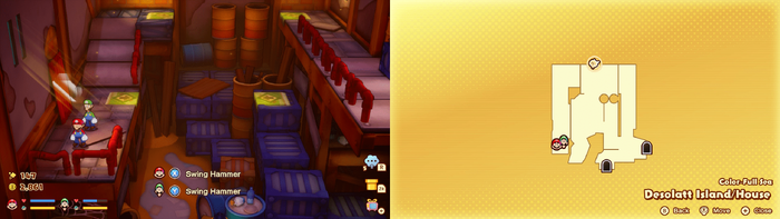Second hidden block in Desolatt Island from Mario & Luigi: Brothership.