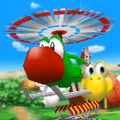 A Yoshi helicopter in Baby Park and Yoshi Circuit