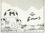 Three Mario Bros.' Houses in Super Mario Kart 1 (left), Super Donkey Kong with Mario 1 (middle), and Super Mario: Yoshi Island 3 (right)
