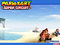 Donkey Kong, Toad, and Mario racing on Shy Guy Beach.