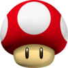 Artwork of a Mushroom from New Super Mario Bros., also reused for the Mushroom in Mario Kart Wii