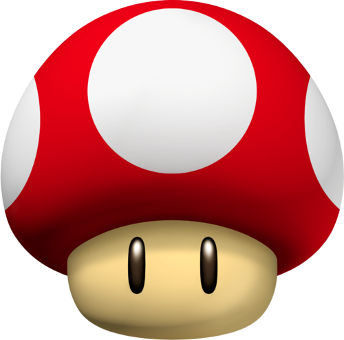 Artwork of a Mushroom from New Super Mario Bros., also reused for the Mushroom in Mario Kart Wii