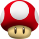 Artwork of a Super Mushroom from New Super Mario Bros.; also reused for the Dash Mushroom in Mario Kart Wii.