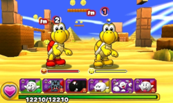 Screenshot of World 3-1, from Puzzle & Dragons: Super Mario Bros. Edition.