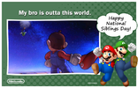 National Sibling Day E-card featuring Mario and Luigi in Super Smash Bros. for Nintendo 3DS