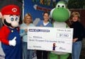 The Mario and Yoshi mascot costumes with the check