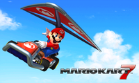 Unlockable title screen featuring Mario gliding.