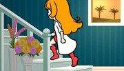 Mona walking upstairs