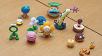 The handmade clay models of in-game creatures in development of Yoshi and the Mysterious Book