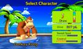 Character select screen with Donkey Kong