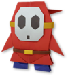 Artwork of an origami red Shy Guy in Paper Mario: The Origami King