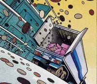 Yoshi's truck releasing its truckload of cookies