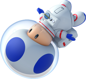 Artwork of a Blue Toad, from Mario Kart 8.