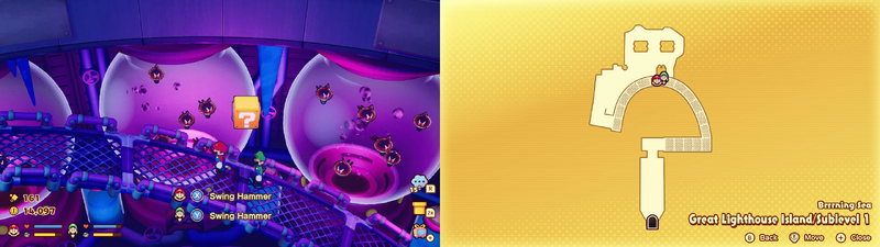 13th block in the Brrning Sea Great Lighthouse Island from Mario & Luigi: Brothership