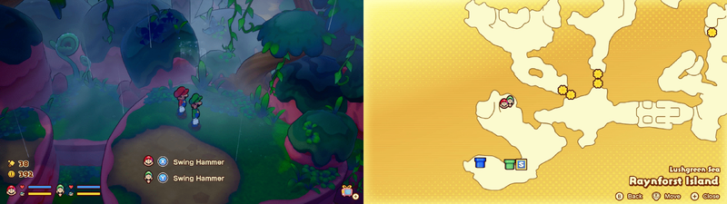 Second hidden block in Raynforst Island from Mario & Luigi: Brothership.