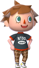 Artwork of the male Villager from Animal Crossing: New Leaf, reused for DLC in Mario Kart 8