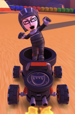The Black Mii Racing Suit performing a trick.