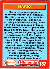 One of the Nintendo Collector Cards