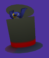 An unused model of a penguin in a hat